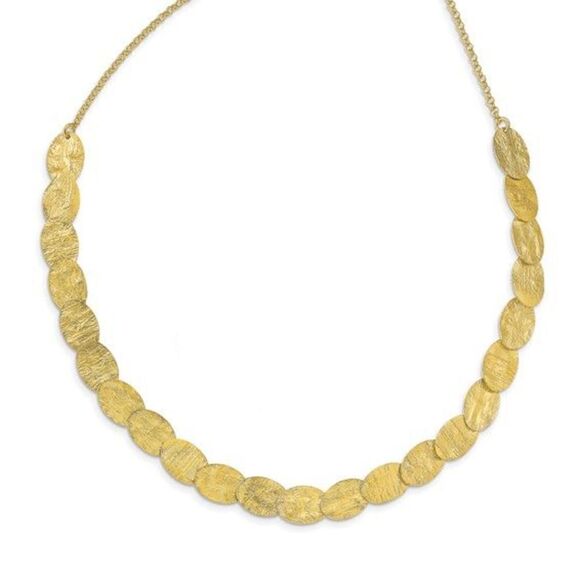 Leslie's Sterling Silver Gold-tone Textured with 1.5in ext. Necklace - Picture 3 of 6